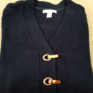 Charter Club Navy Blue Sweater with Gold Accents